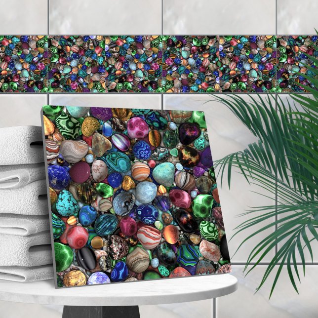 Colorful Polished Stones  Ceramic Tile (Creator Uploaded)