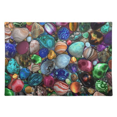 Colorful Polished Stones  Cloth Placemat