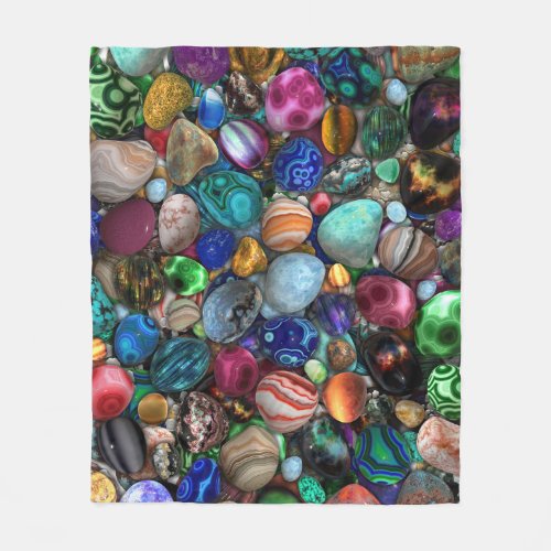 Colorful Polished Stones  Fleece Blanket