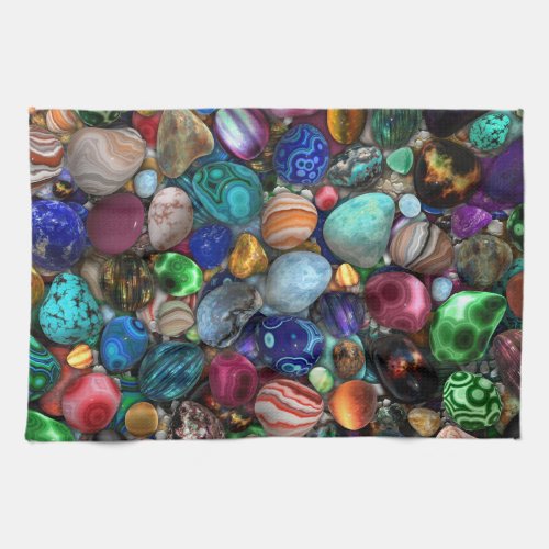 Colorful Polished Stones  Kitchen Towel