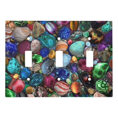 Colorful Polished Stones  Light Switch Cover