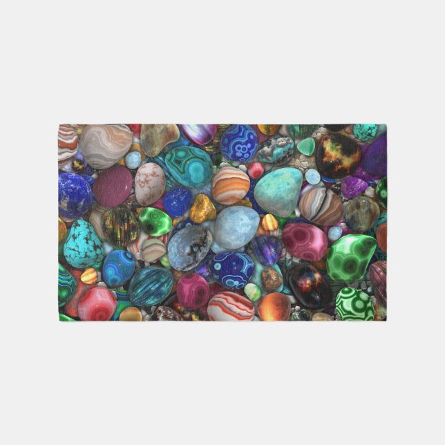 Colorful Polished Stones  Outdoor Rug (Front)