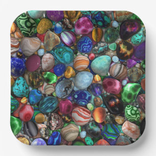Colorful Polished Stones Paper Plates