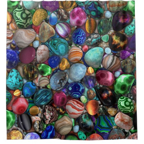 Colorful Polished Stones  Shower Curtain
