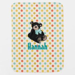 Colorful Polk Dots and Teddy Custom Baby Blanket
