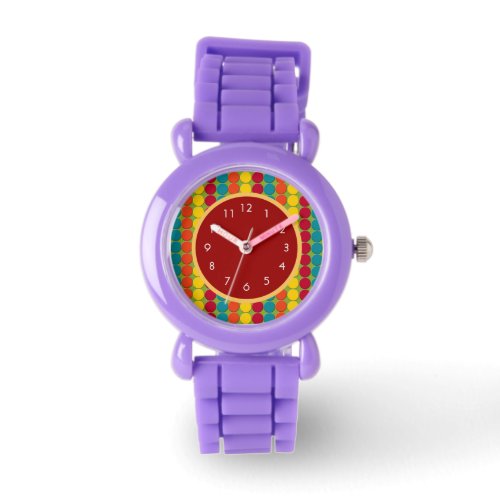 Colorful Polka Dot and Striped Childs Watch