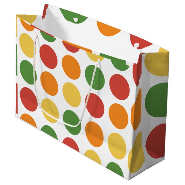 Colorful Polka Dot Baby Shower Birthday Large Gift Bag (Front Angled)