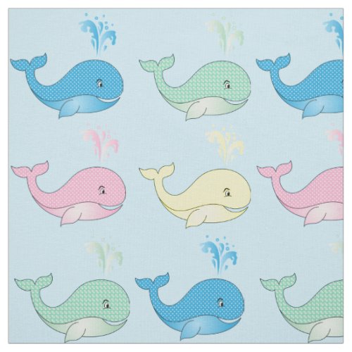 Colorful Polka Dot Baby Whales  DIY Background Fabric