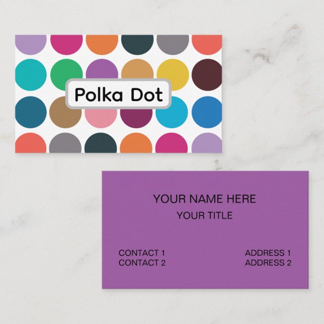 Colorful Polka Dot Back To School Business Card (Front/Back)