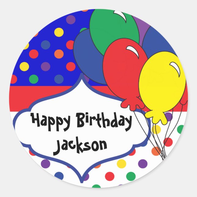 Colorful Polka Dot Birthday Classic Round Sticker (Front)