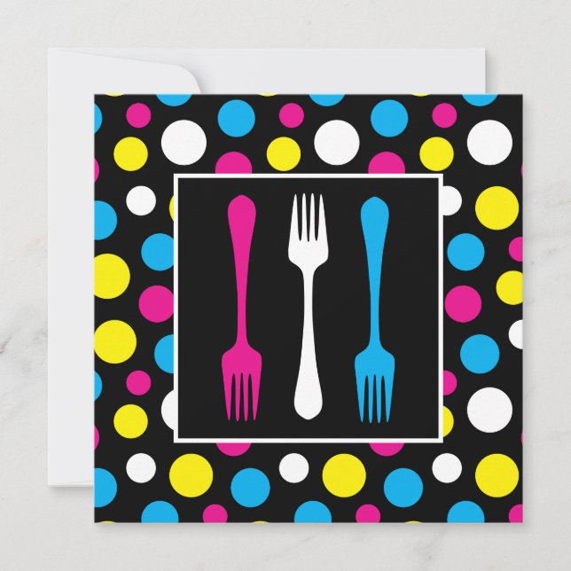 Colorful Polka Dot Birthday Dinner Party Invitation (Front)