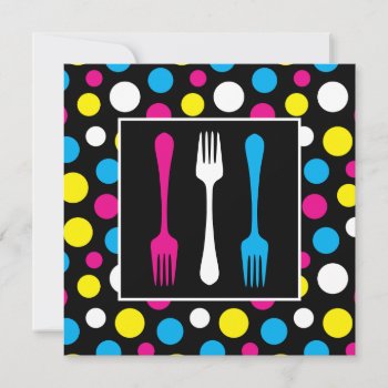 Colorful Polka Dot Birthday Dinner Party Invitation by AntiqueImages at Zazzle