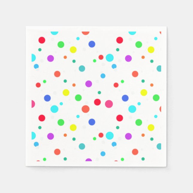 Colorful Polka Dot Birthday Napkins (Front)