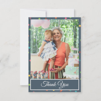Colorful Polka Dot Birthday Thank You Photo Card