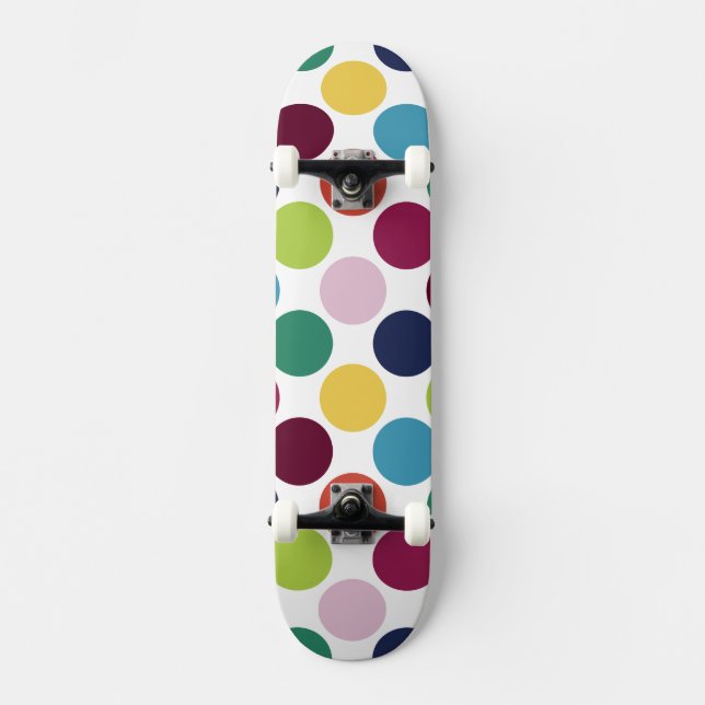 Colorful Polka Dot Bubble Old School Skateboard (Front)