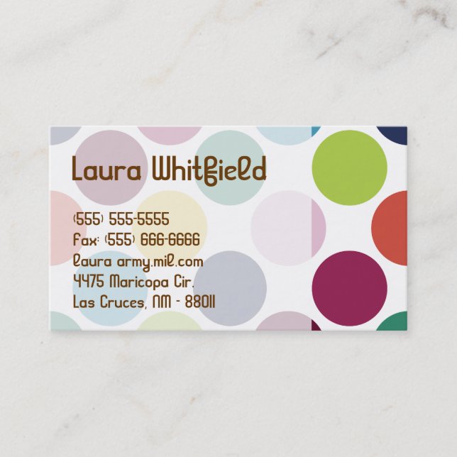 Colorful Polka Dot Bubble Round Dot Business Card (Front)