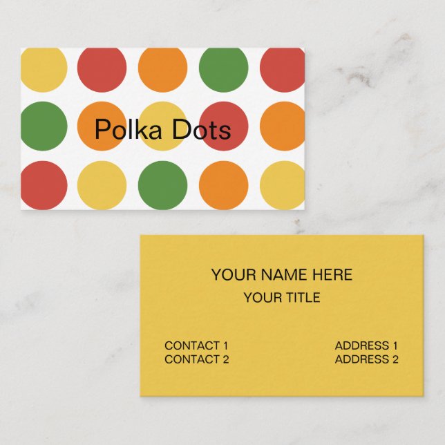 Colorful Polka Dot  Business Card (Front/Back)