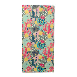 Colorful Polka Dot Cactus Pattern Cloth Napkin