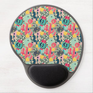 Colorful Polka Dot Cactus Pattern Gel Mouse Pad