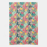Colorful Polka Dot Cactus Pattern Kitchen Towel