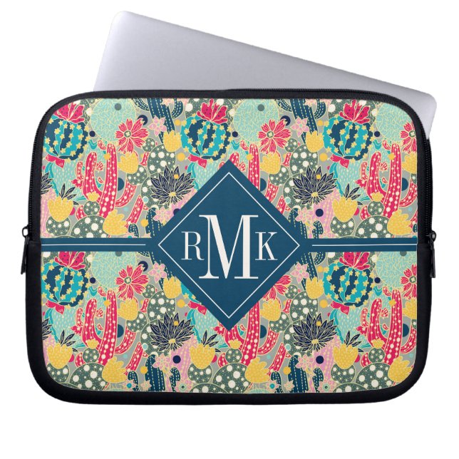 Colorful Polka Dot Cactus Pattern Laptop Sleeve (Front)