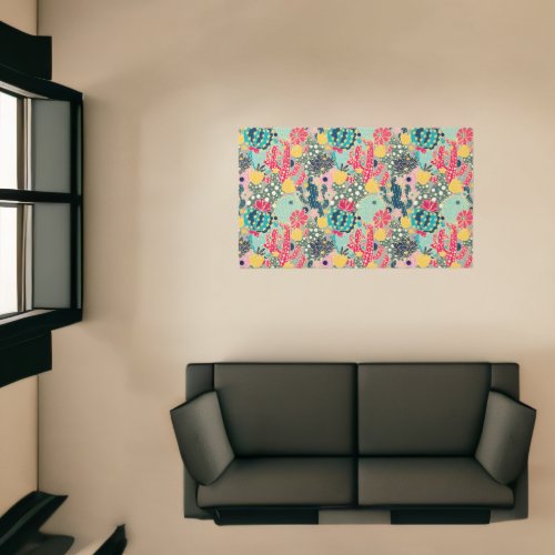 Colorful Polka Dot Cactus Pattern Rug