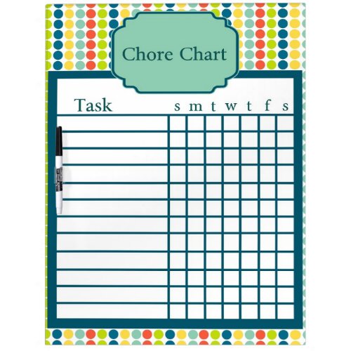Colorful Polka Dot Chore Chart Dry Erase Board