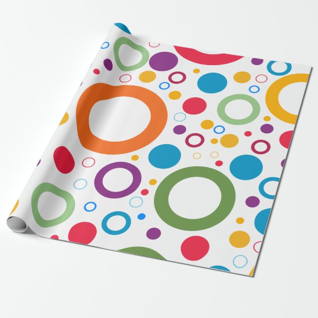 Colorful Polka Dot Circles Wrapping Paper (Unrolled)
