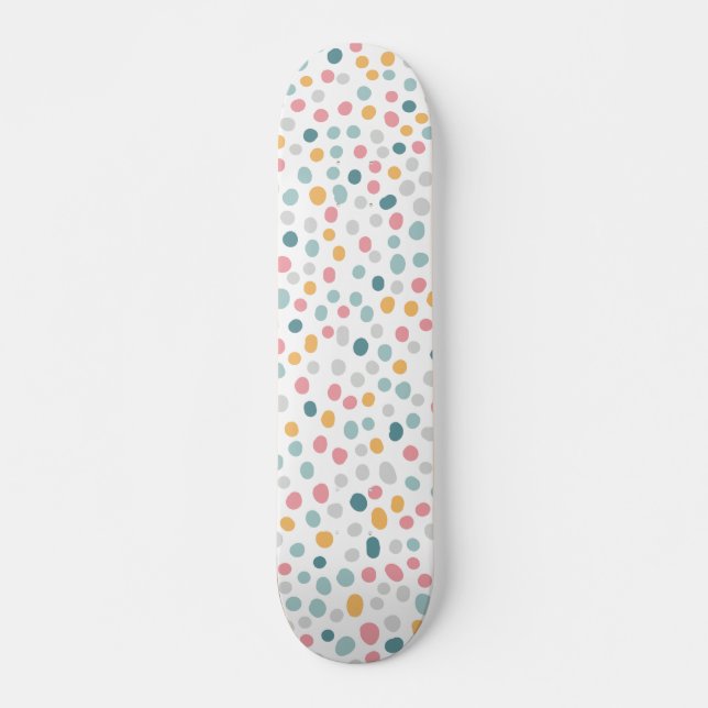 Colorful Polka Dot Confetti Pattern  Skateboard (Front)