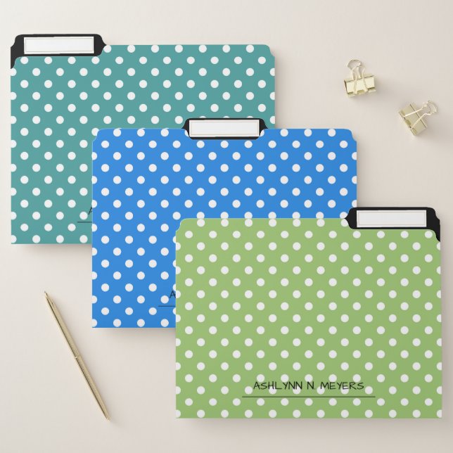 Colorful Polka Dot Custom File Folder (Set)