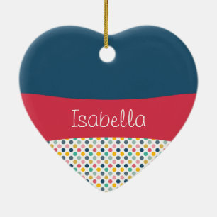 Colorful Polka Dot Customizable Pattern Ceramic Ornament
