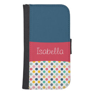Colorful Polka Dot Customizable Pattern Wallet Phone Case For Samsung Galaxy S4