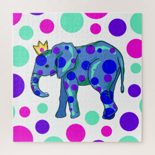 Colorful Polka Dot Elephant Puzzle