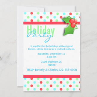 Colorful Polka Dot Holiday Party Invitation