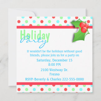 Colorful Polka Dot Holiday Party Invitation