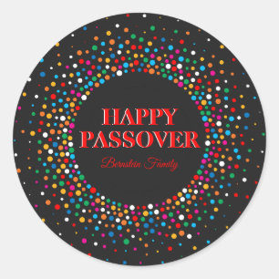 Colorful Polka Dot Jewish Holiday Happy Passover Classic Round Sticker