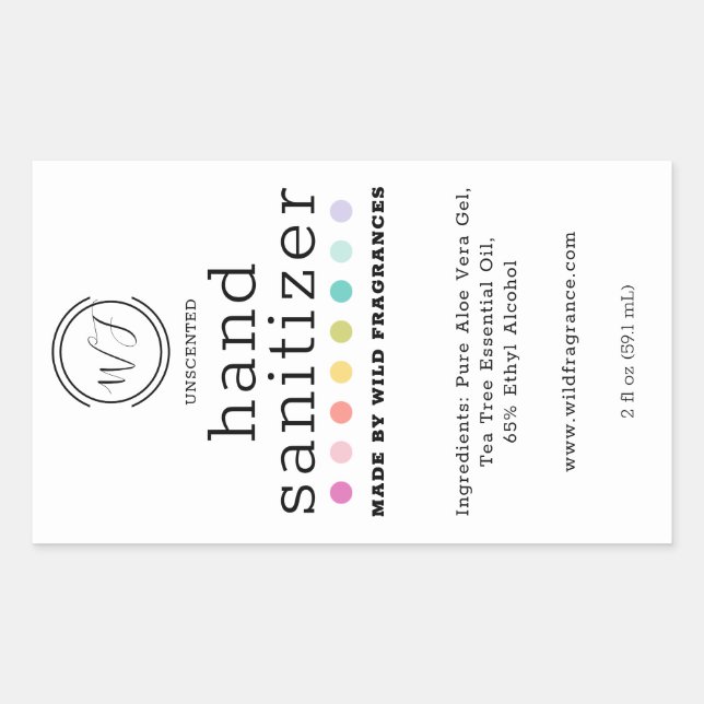Colorful Polka Dot Large Hand Sanitizer Soap Rectangular Sticker (Front)