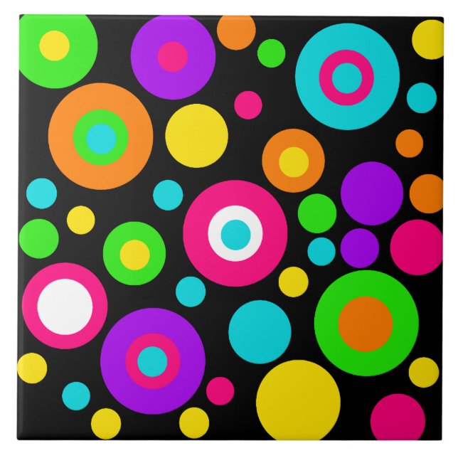 Colorful Polka Dot Pattern Ceramic Tile (Front)