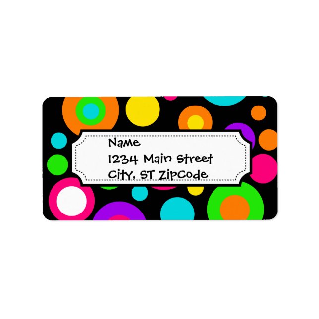 Colorful Polka Dot Pattern Label (Front)