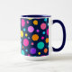 Colorful Polka Dot Pattern on Midnight Navy Blue Mug