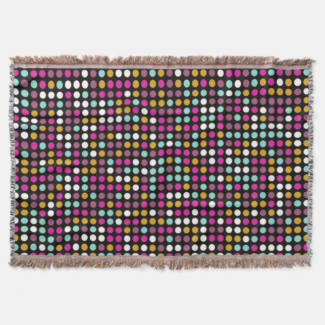 Colorful Polka Dot Pattern Throw Blanket (Front)