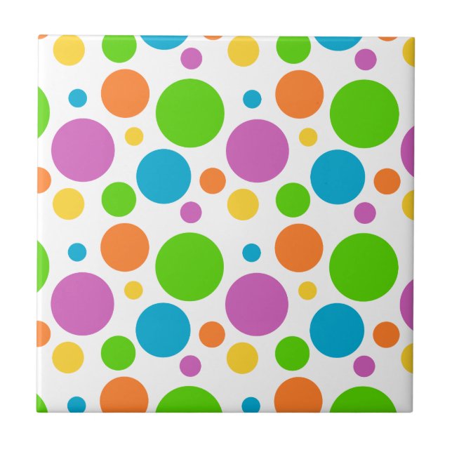 Colorful Polka Dot Pattern Tile (Front)