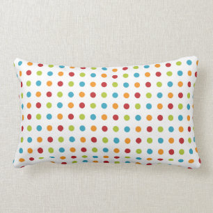Colorful Polka Dot Pattern White Lumbar Pillow