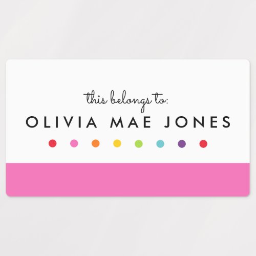 Colorful Polka Dot Personalized Name Kids Labels