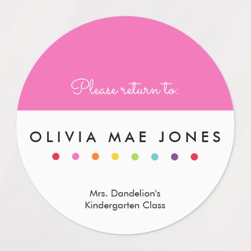 Colorful Polka Dot Personalized Round Kids Labels