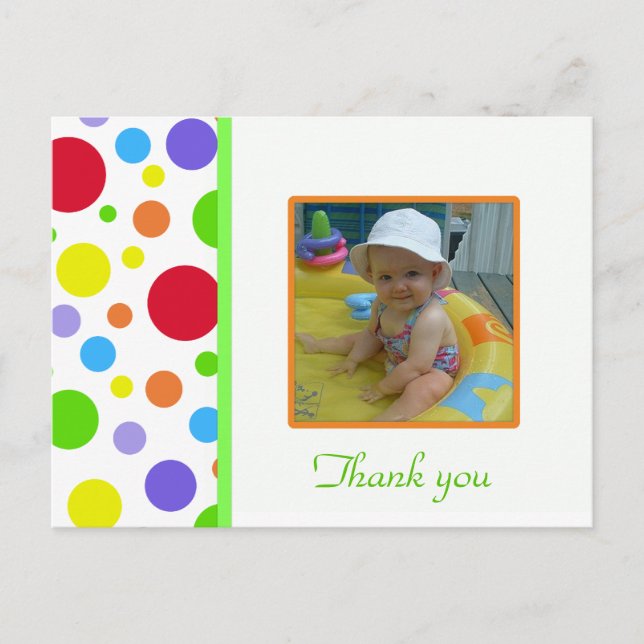 Colorful Polka-dot: Picture: Thank You Card (Front)