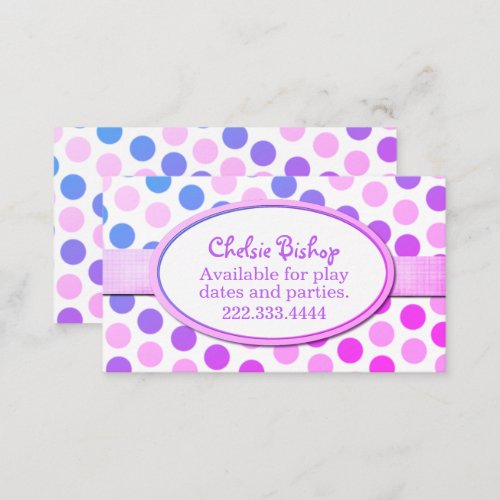 Colorful Polka Dot Play date card