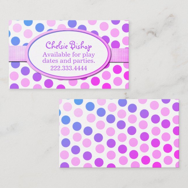 Colorful Polka Dot Play date card (Front/Back)