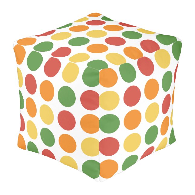 Colorful Polka Dot Pouf (Angled Front)