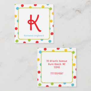 Colorful Polka Dot Preppy Monogram Calling Card